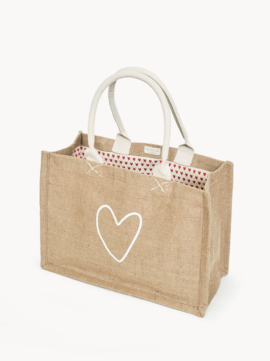 Jute Canvas Gift Bag - Love (M)