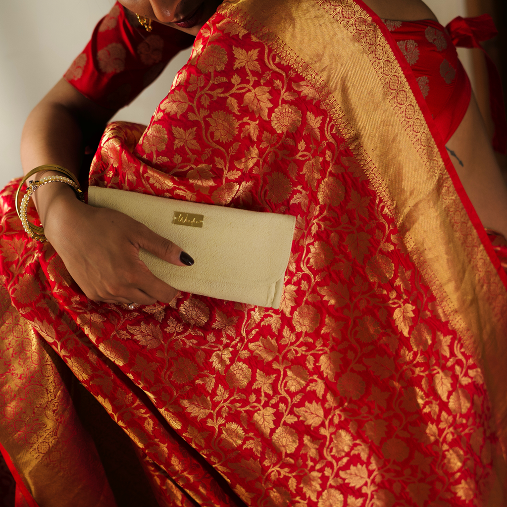 Pink slub cotton with orange stitching