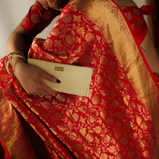 Pink slub cotton with orange stitching